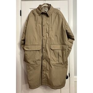 Vintage 80s LL Bean Men's XL Long Wool Tan Blanket Lined Coat Parka